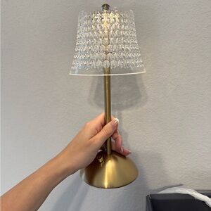 Gold Table Lamp with Crystal Shade